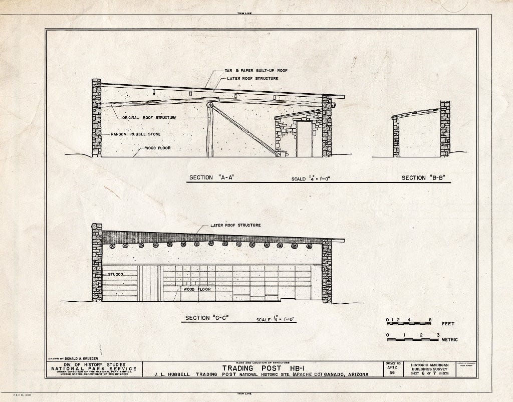 Blueprint HABS ARIZ,1-GANA,1A- (Sheet 6 of 7) - J. L. Hubbell Trading Post, HB-1, State Route 3 (Navajo Indian Reservation), Ganado, Apache County, AZ