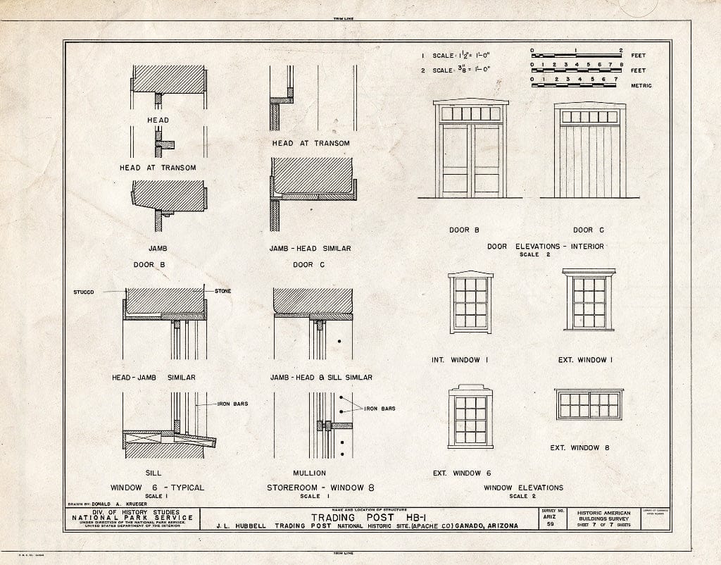 Blueprint HABS ARIZ,1-GANA,1A- (Sheet 7 of 7) - J. L. Hubbell Trading Post, HB-1, State Route 3 (Navajo Indian Reservation), Ganado, Apache County, AZ