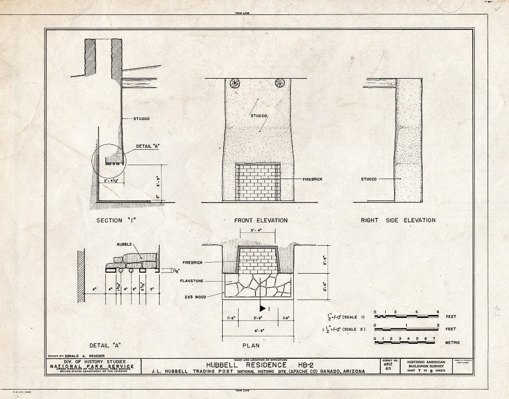 Blueprint HABS ARIZ,1-GANA,1B- (Sheet 7 of 8) - J. L. Hubbell Trading Post, House, State Route 3 (Navajo Indian Reservation), Ganado, Apache County, AZ