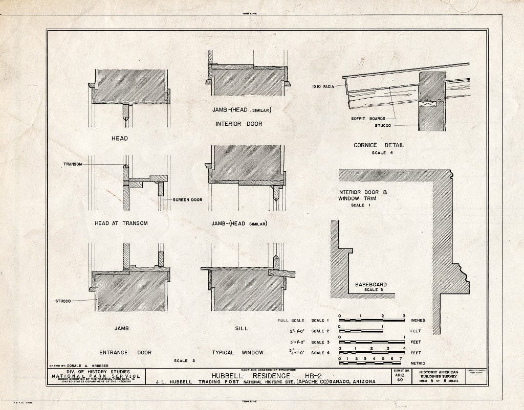 Blueprint HABS ARIZ,1-GANA,1B- (Sheet 8 of 8) - J. L. Hubbell Trading Post, House, State Route 3 (Navajo Indian Reservation), Ganado, Apache County, AZ