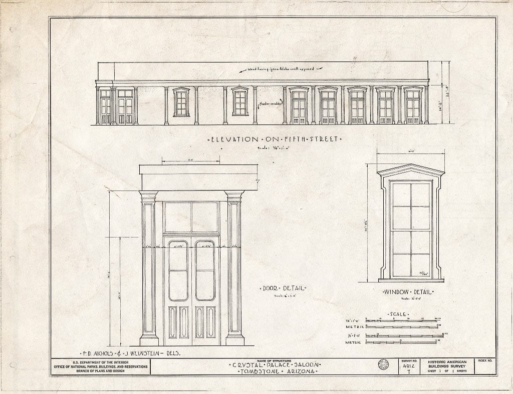 Blueprint HABS ARIZ,2-Tomb,1- (Sheet 1 of 1) - Crystal Palace Saloon, Allen & Fifth Streets, Tombstone, Cochise County, AZ