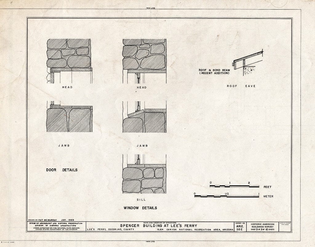 Blueprint HABS ARIZ,3-PAG.V,1E- (Sheet 3 of 3) - Lee's Ferry, Old Spencer Cabin, U.S. Route Alternate 89, Page, Coconino County, AZ
