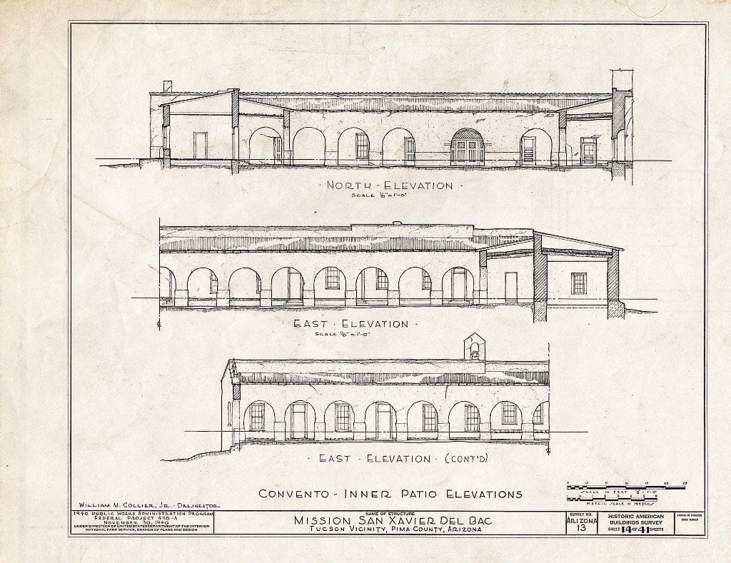 Blueprint HABS ARIZ,10-TUCSO.V,3- (Sheet 14 of 41) - San Xavier del Bac Mission, Mission Road, Tucson, Pima County, AZ