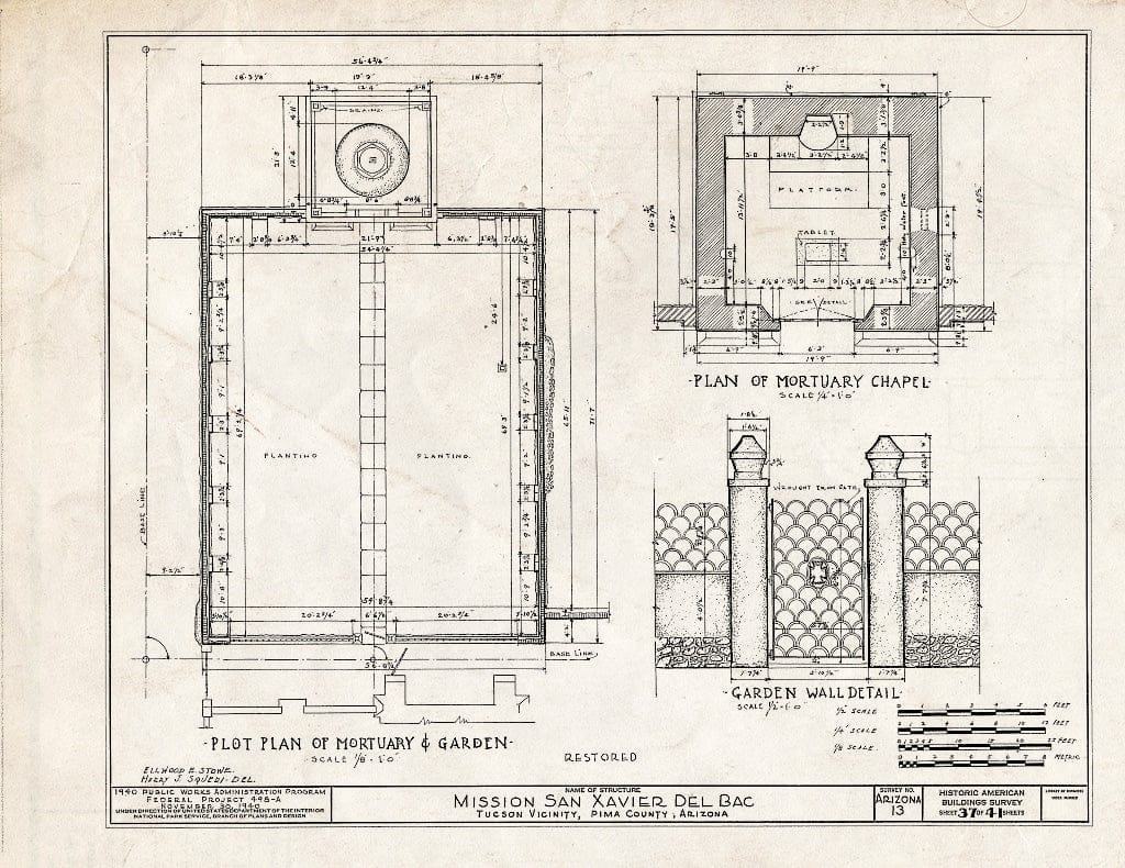 Blueprint HABS ARIZ,10-TUCSO.V,3- (Sheet 37 of 41) - San Xavier del Bac Mission, Mission Road, Tucson, Pima County, AZ