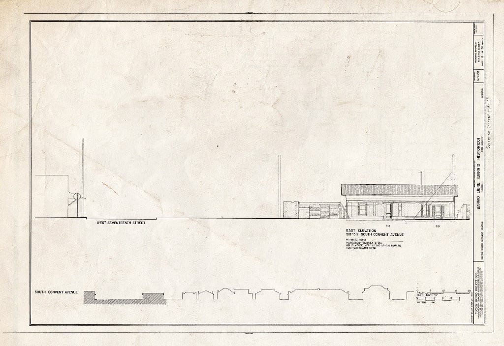 Blueprint HABS ARIZ,10-TUCSO,30- (Sheet 16 of 28) - Barrio Libre, West Kennedy & West Seventeenth Streets, Meyer & Convent Avenues, Tucson, Pima County, AZ
