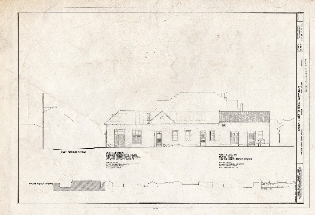 Blueprint HABS ARIZ,10-TUCSO,30- (Sheet 24 of 28) - Barrio Libre, West Kennedy & West Seventeenth Streets, Meyer & Convent Avenues, Tucson, Pima County, AZ