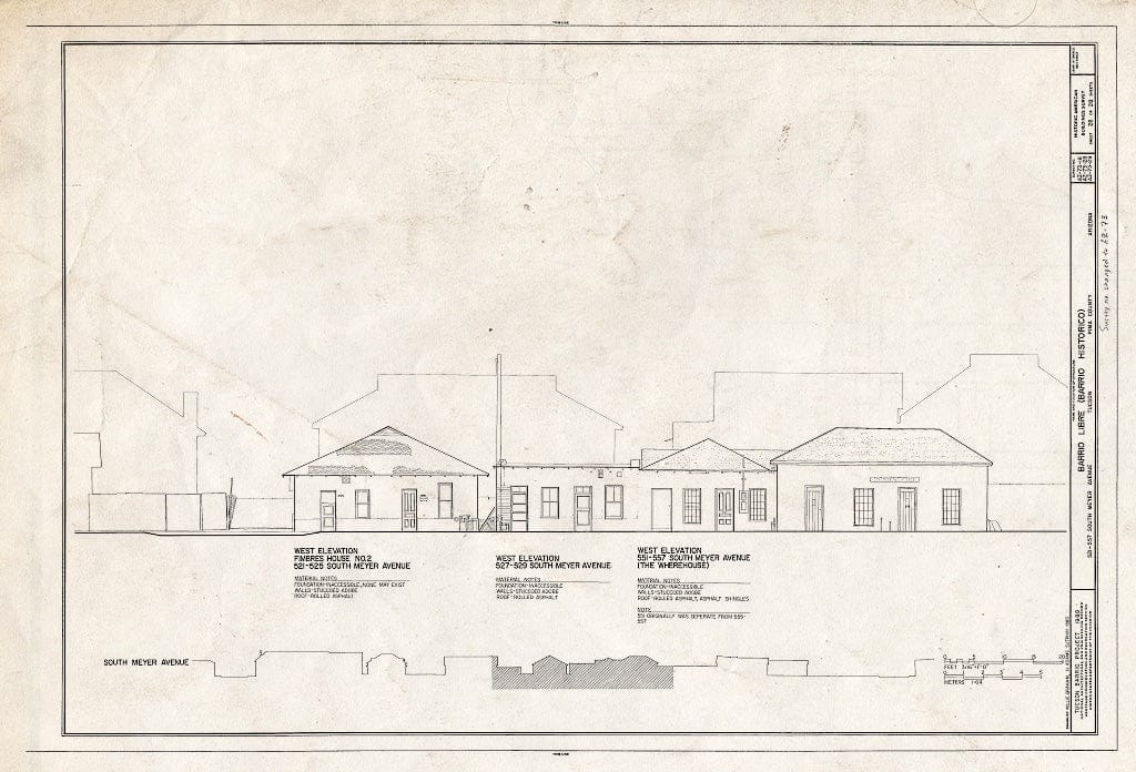 Blueprint HABS ARIZ,10-TUCSO,30- (Sheet 26 of 28) - Barrio Libre, West Kennedy & West Seventeenth Streets, Meyer & Convent Avenues, Tucson, Pima County, AZ