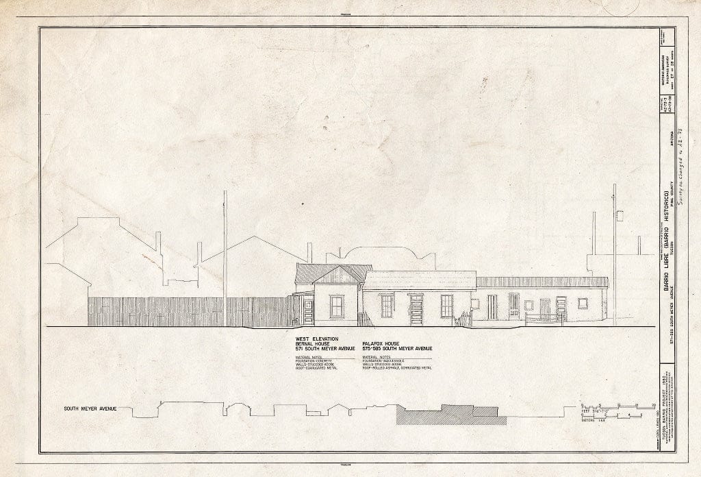 Blueprint HABS ARIZ,10-TUCSO,30- (Sheet 27 of 28) - Barrio Libre, West Kennedy & West Seventeenth Streets, Meyer & Convent Avenues, Tucson, Pima County, AZ