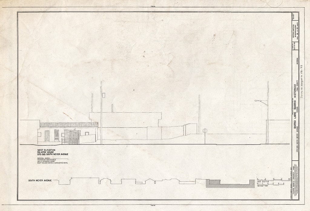 Blueprint HABS ARIZ,10-TUCSO,30- (Sheet 28 of 28) - Barrio Libre, West Kennedy & West Seventeenth Streets, Meyer & Convent Avenues, Tucson, Pima County, AZ