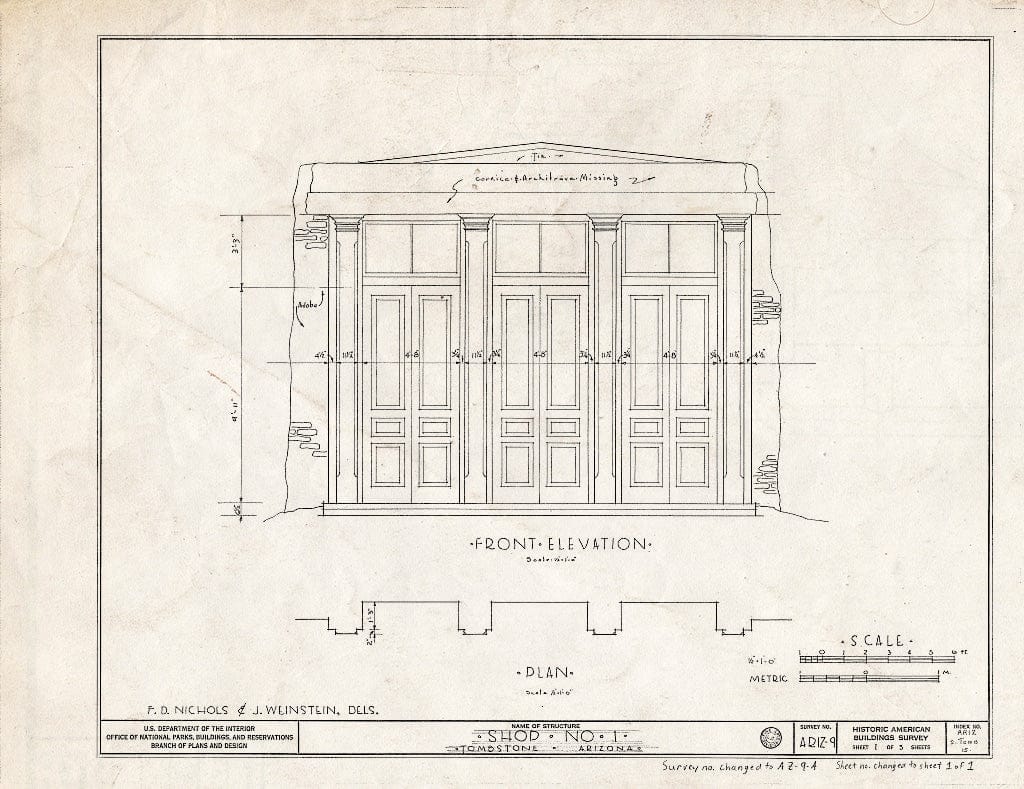 Blueprint HABS ARIZ,2-Tomb,15- (Sheet 1 of 1) - Shop No.1 (Door), Allen Street, Tombstone, Cochise County, AZ