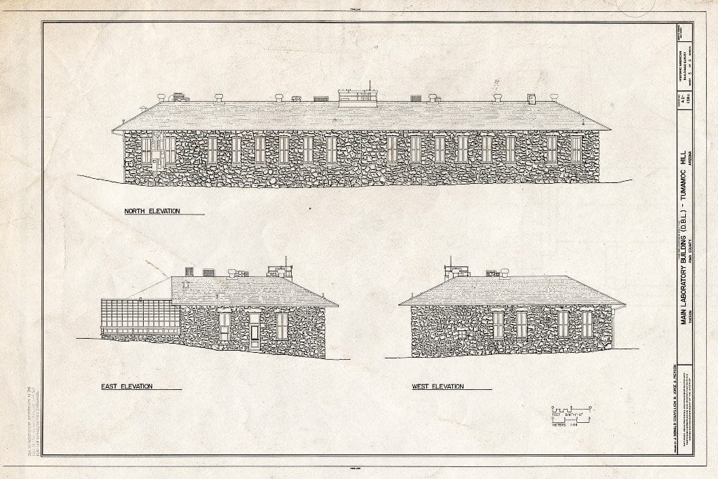Blueprint HABS ARIZ,10-TUCSO,31A- (Sheet 3 of 4) - Desert Botanical Laboratory, Main Laboratory Building, Tumamoc Hill, Tucson, Pima County, AZ