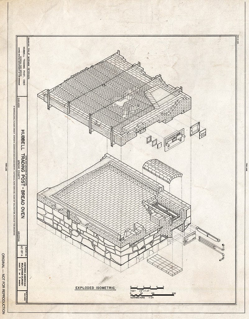 Blueprint HABS ARIZ,1-GANA-1F- (Sheet 3 of 3) - Hubbell Trading Post, Bread Oven, Ganado, Apache County, AZ