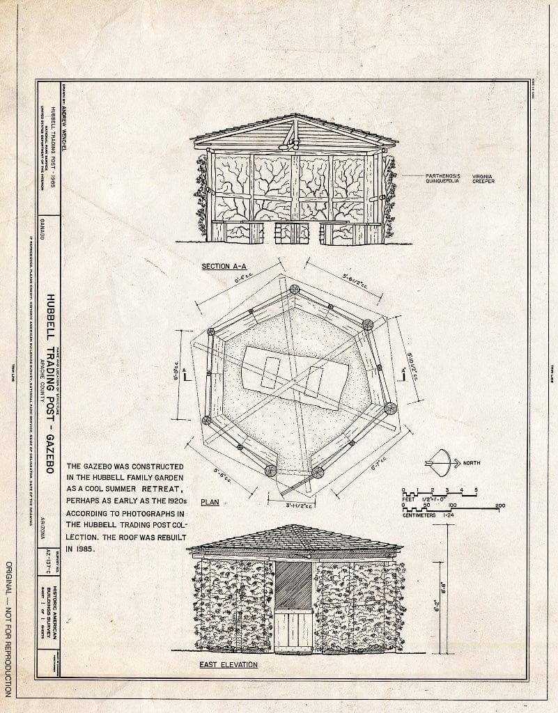 Blueprint HABS ARIZ,1-GANA,1G- (Sheet 1 of 1) - Hubbell Trading Post, Gazebo, Ganado, Apache County, AZ