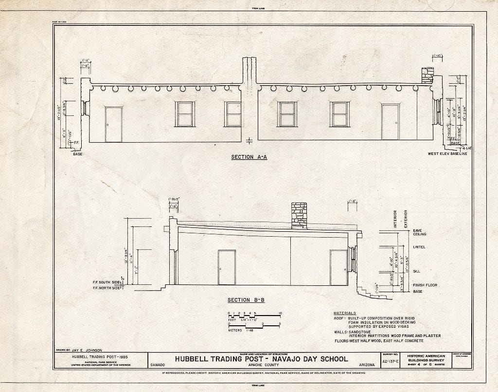Blueprint HABS ARIZ,1-GANA,1I- (Sheet 4 of 6) - Hubbell Trading Post, Navajo Day School, Ganado, Apache County, AZ