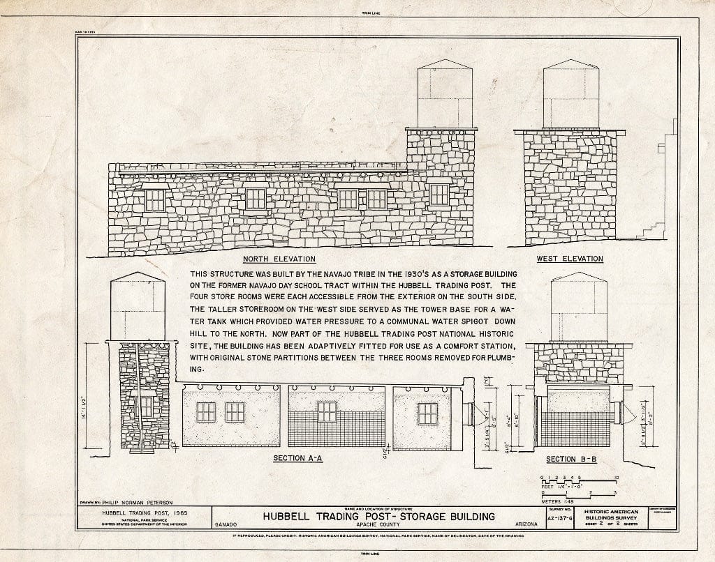 Blueprint HABS ARIZ,1-GANA,1K- (Sheet 2 of 2) - Hubbell Trading Post, Storage Building, Ganado, Apache County, AZ