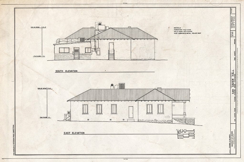 Blueprint HABS ARIZ,10-TODIR,1- (Sheet 2 of 4) - San Xavier Hall, San Xavier Road, Papago, Maricopa County, AZ