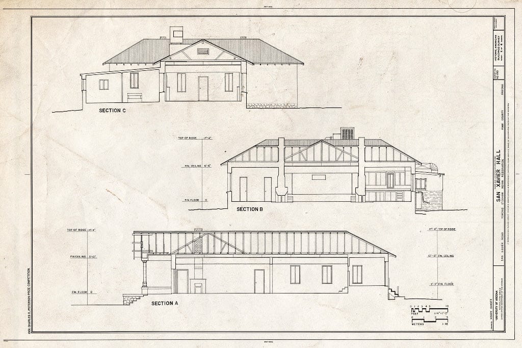 Blueprint HABS ARIZ,10-TODIR,1- (Sheet 4 of 4) - San Xavier Hall, San Xavier Road, Papago, Maricopa County, AZ