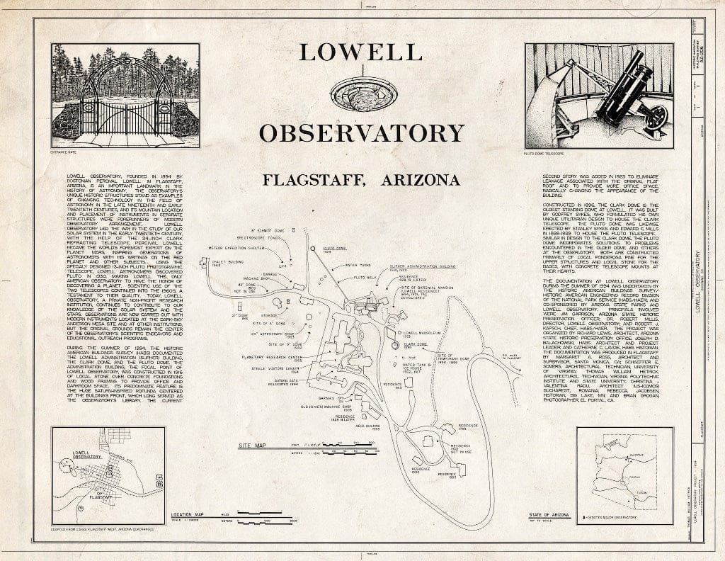 Blueprint HABS ARIZ,3-Flag,1- (Sheet 1 of 1) - Lowell Observatory, 1400 West Mars Hill Road, Flagstaff, Coconino County, AZ