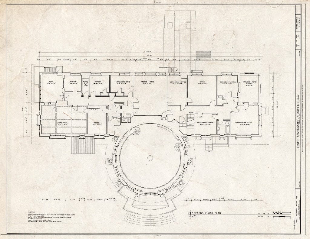 Blueprint HABS ARIZ,3-Flag,1A- (Sheet 3 of 9) - Lowell Observatory, Slipher Building, 1400 West Mars Road, Flagstaff, Coconino County, AZ