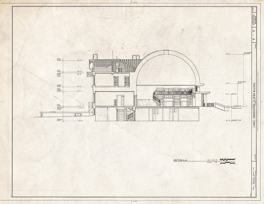Blueprint HABS ARIZ,3-Flag,1A- (Sheet 9 of 9) - Lowell Observatory, Slipher Building, 1400 West Mars Road, Flagstaff, Coconino County, AZ