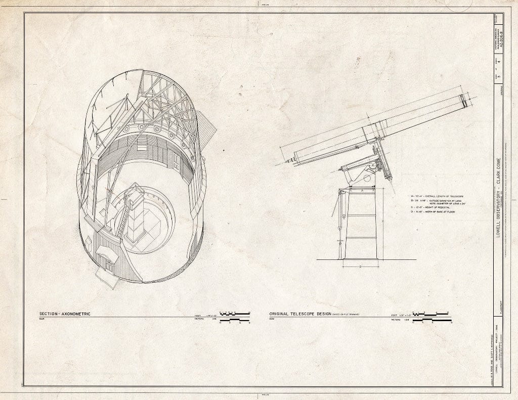 Blueprint HABS ARIZ,3-Flag,1B- (Sheet 3 of 4) - Lowell Observatory, Clark Dome, 1400 West Mars Road, Flagstaff, Coconino County, AZ