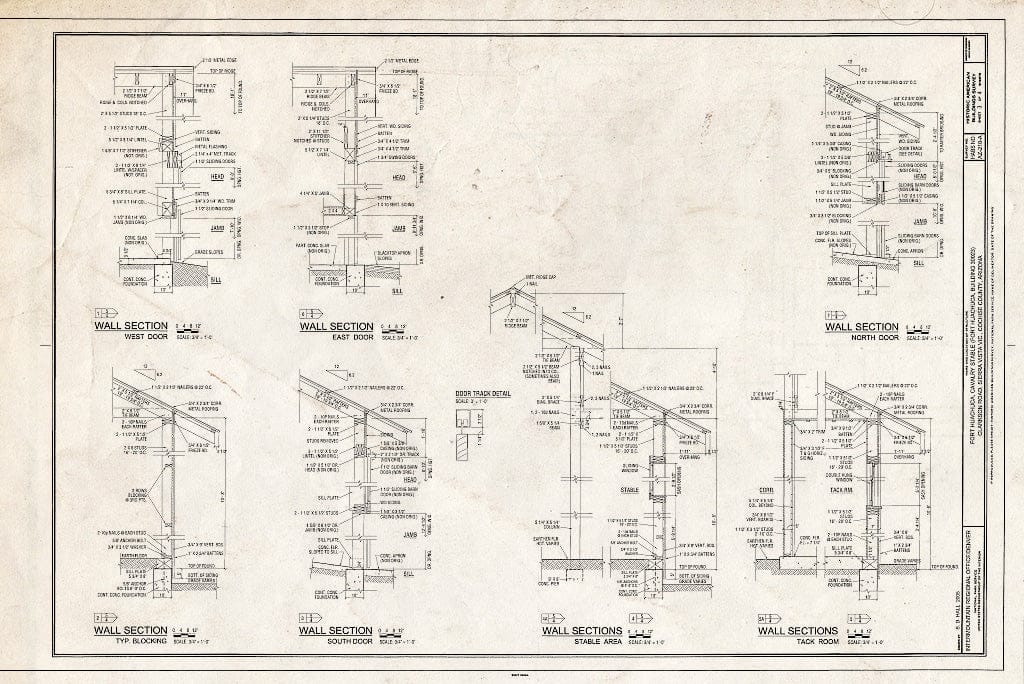Blueprint Wall Sections - Fort Huachuca, Cavalry Stable, Clarkson Road, Sierra Vista, Cochise County, AZ