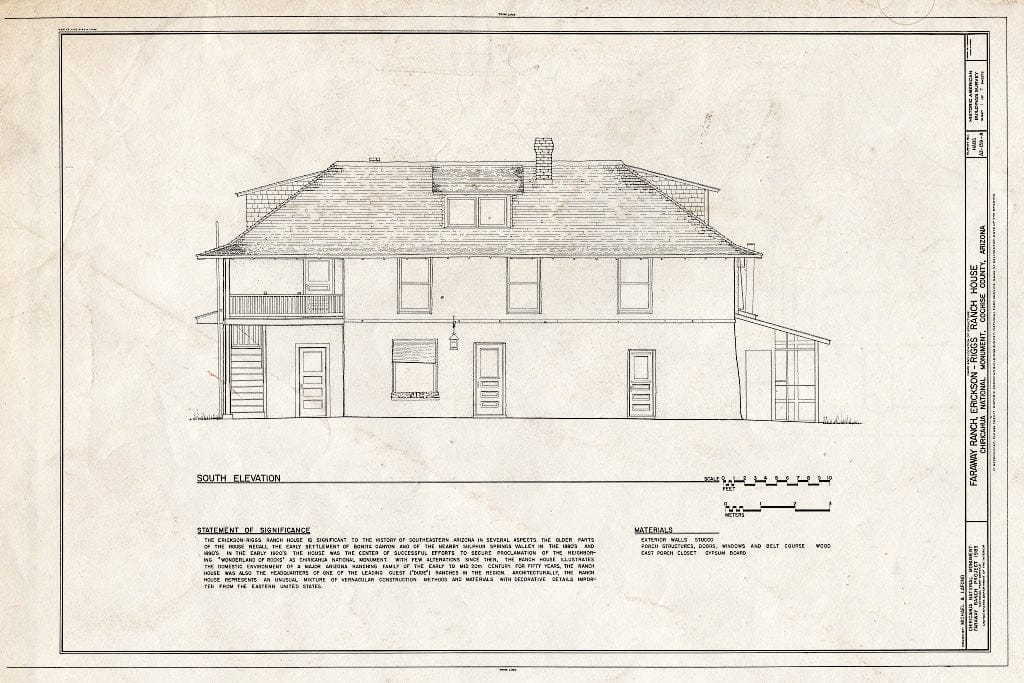 Blueprint HABS ARIZ,2-WILCO.V,1A- (Sheet 1 of 7) - Faraway Ranch, Erickson-Riggs Ranch House, State Highway 181, Willcox, Cochise County, AZ