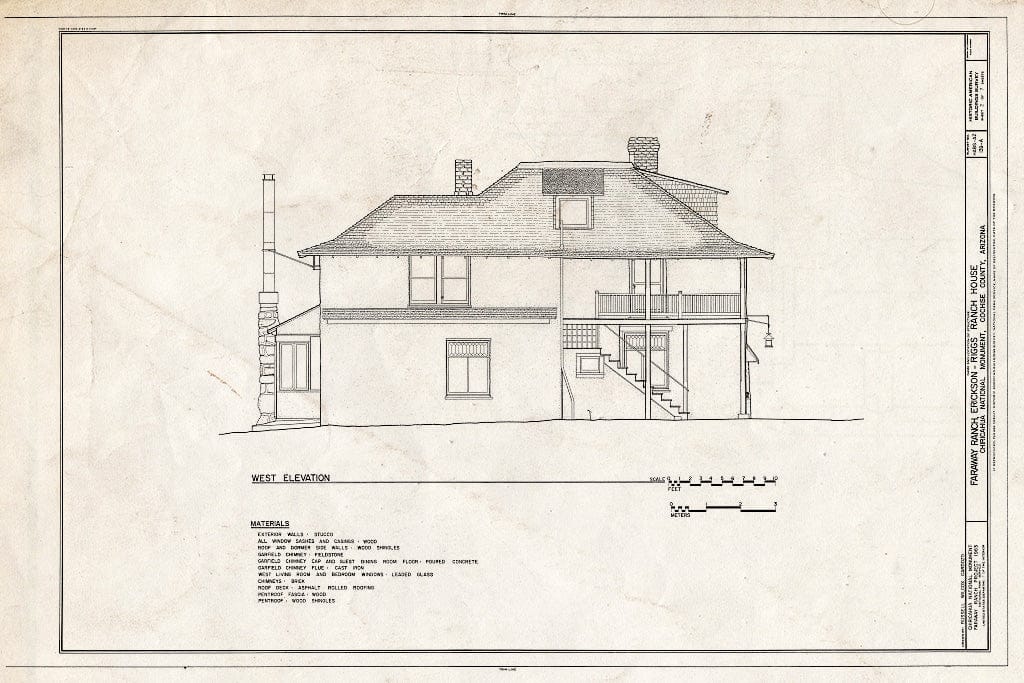 Blueprint HABS ARIZ,2-WILCO.V,1A- (Sheet 2 of 7) - Faraway Ranch, Erickson-Riggs Ranch House, State Highway 181, Willcox, Cochise County, AZ