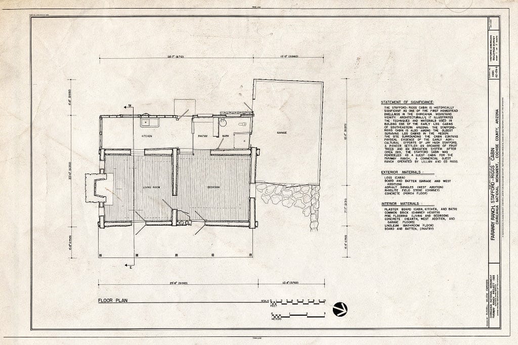 Blueprint HABS ARIZ,2-WILCO.V,1B- (Sheet 1 of 2) - Faraway Ranch, Stafford-Riggs Cabin, Willcox, Cochise County, AZ