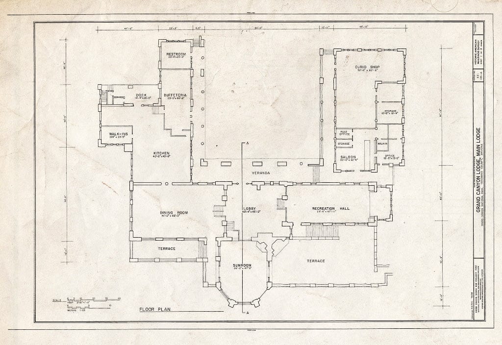 Blueprint HABS ARIZ,3-GRACAN,14A- (Sheet 1 of 3) - Grand Canyon Lodge, Main Lodge, North Rim, Grand Canyon, Coconino County, AZ