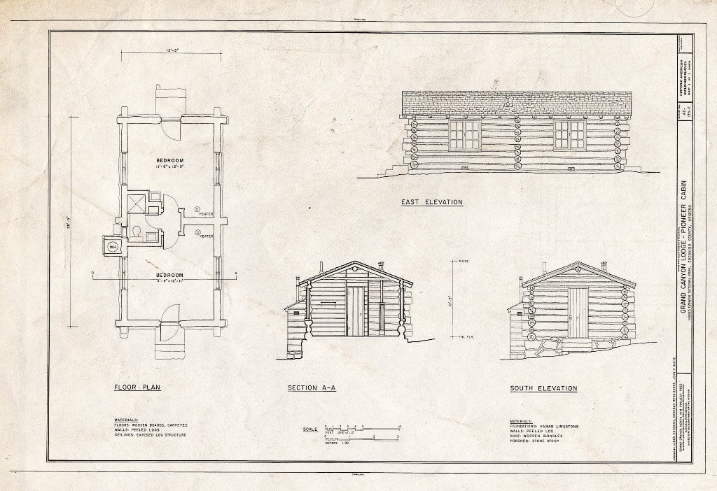 Blueprint HABS ARIZ,3-GRACAN,14E- (Sheet 1 of 1) - Grand Canyon Lodge, Pioneer Cabin, North Rim, Grand Canyon, Coconino County, AZ