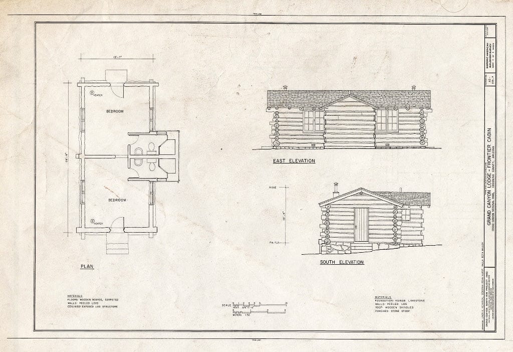 Blueprint HABS ARIZ,3-GRACAN,14F- (Sheet 1 of 1) - Grand Canyon Lodge, Frontier Cabin, North Rim, Grand Canyon, Coconino County, AZ