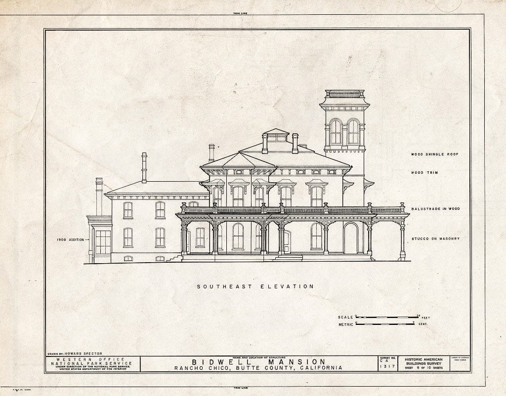 Blueprint HABS Cal,4-Chic,1- (Sheet 6 of 10) - Bidwell Mansion, 525 Esplanade Street, Chico, Butte County, CA