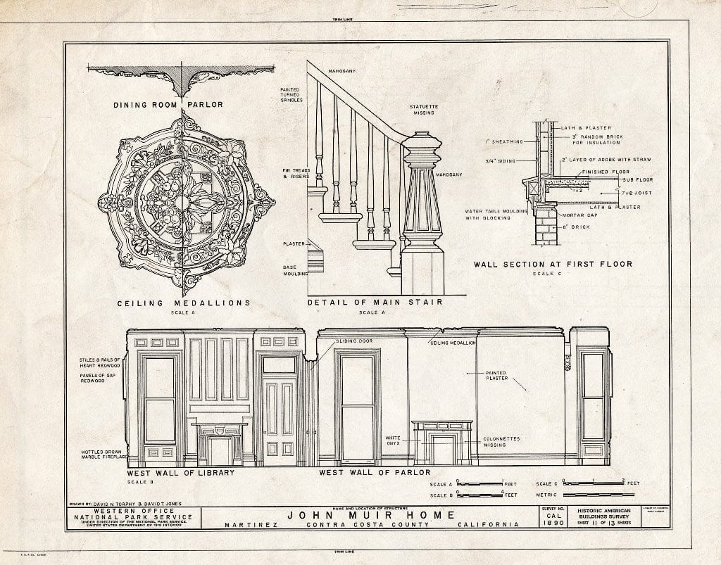 Blueprint HABS Cal,7-MART,1- (Sheet 11 of 13) - John Muir House, Alhambra Boulevard, Martinez, Contra Costa County, CA