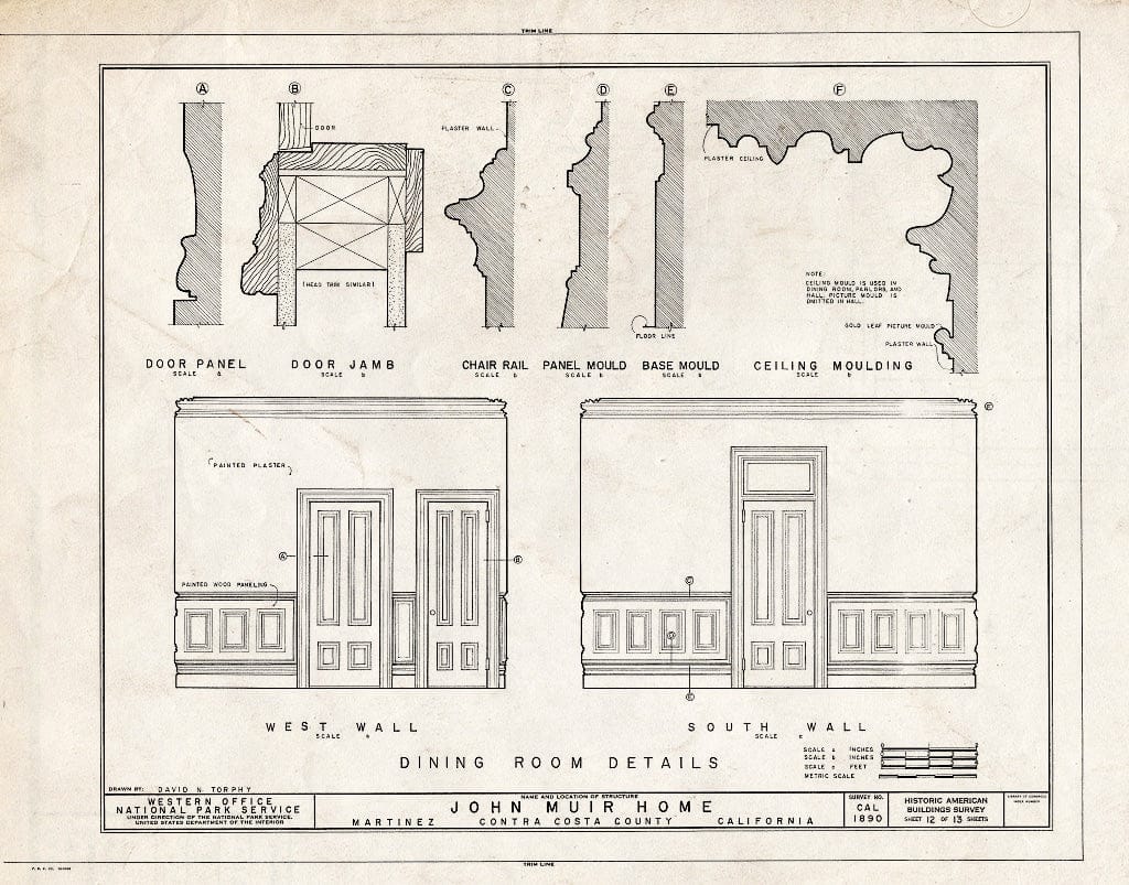 Blueprint HABS Cal,7-MART,1- (Sheet 12 of 13) - John Muir House, Alhambra Boulevard, Martinez, Contra Costa County, CA
