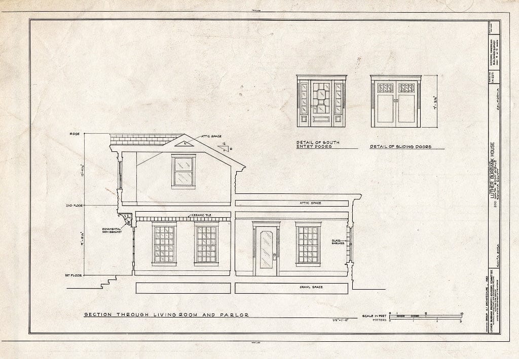 Blueprint HABS Cal,49-SANRO,4- (Sheet 4 of 5) - Luther Burbank House, 200 Santa Rosa Avenue, Santa Rosa, Sonoma County, CA