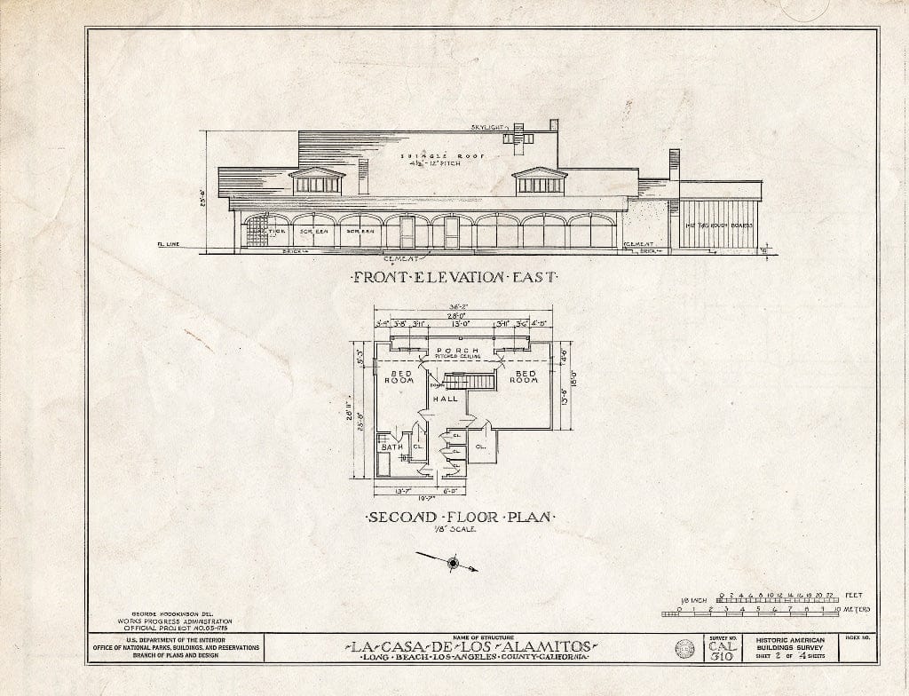 Blueprint HABS Cal,19-LONGB,1- (Sheet 2 of 4) - Casa de Los Alamitos, East Anaheim Road, Long Beach, Los Angeles County, CA