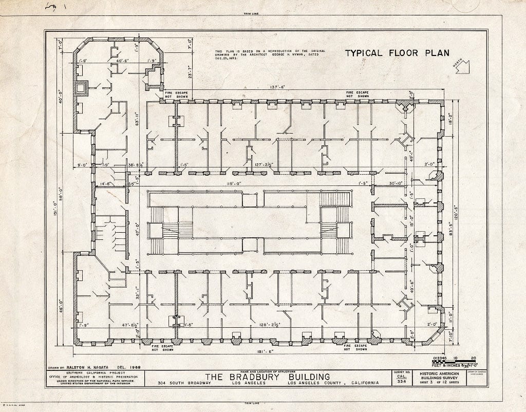 Blueprint HABS Cal,19-LOSAN,11- (Sheet 3 of 12) - Bradbury Building, 304 South Broadway, Los Angeles, Los Angeles County, CA