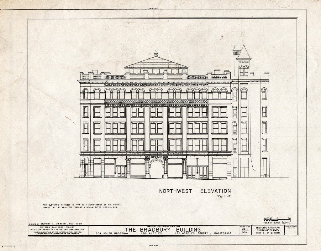Blueprint HABS Cal,19-LOSAN,11- (Sheet 4 of 12) - Bradbury Building, 304 South Broadway, Los Angeles, Los Angeles County, CA