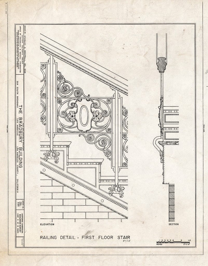 Blueprint HABS Cal,19-LOSAN,11- (Sheet 8 of 12) - Bradbury Building, 304 South Broadway, Los Angeles, Los Angeles County, CA