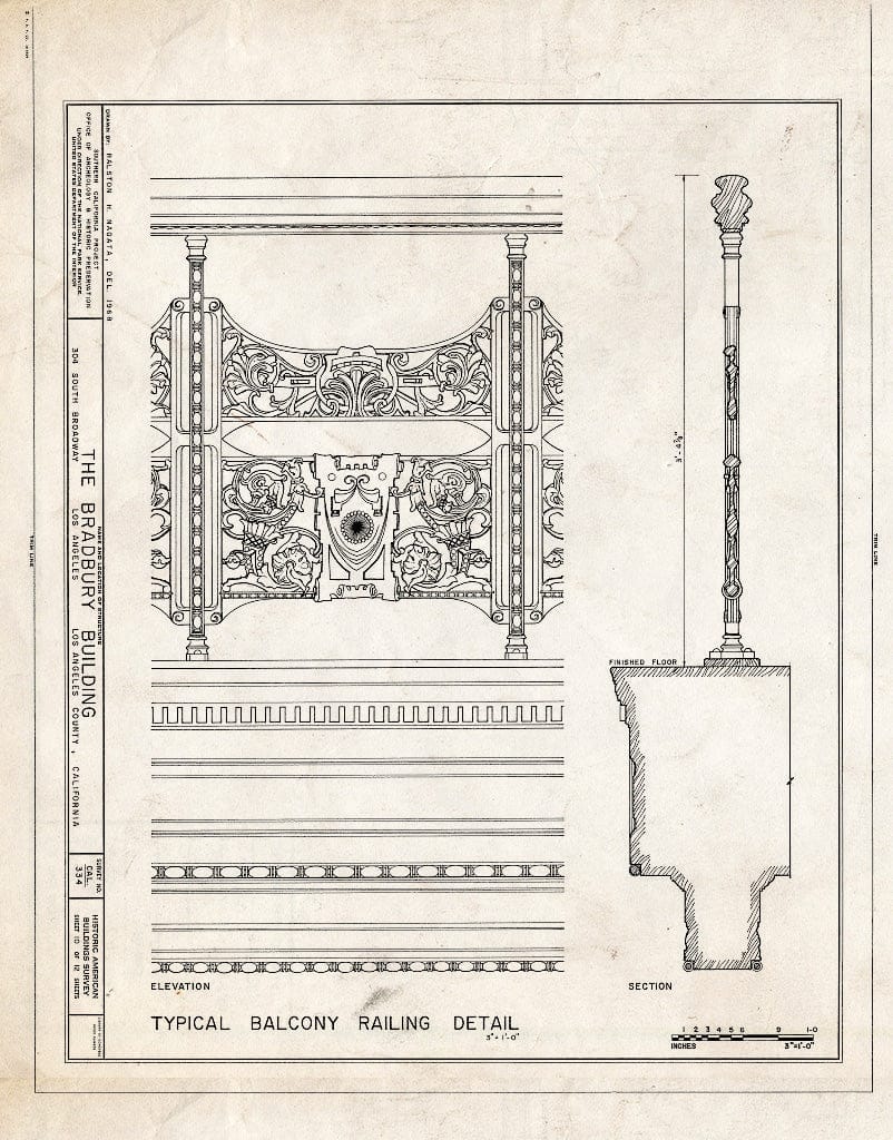Blueprint HABS Cal,19-LOSAN,11- (Sheet 10 of 12) - Bradbury Building, 304 South Broadway, Los Angeles, Los Angeles County, CA
