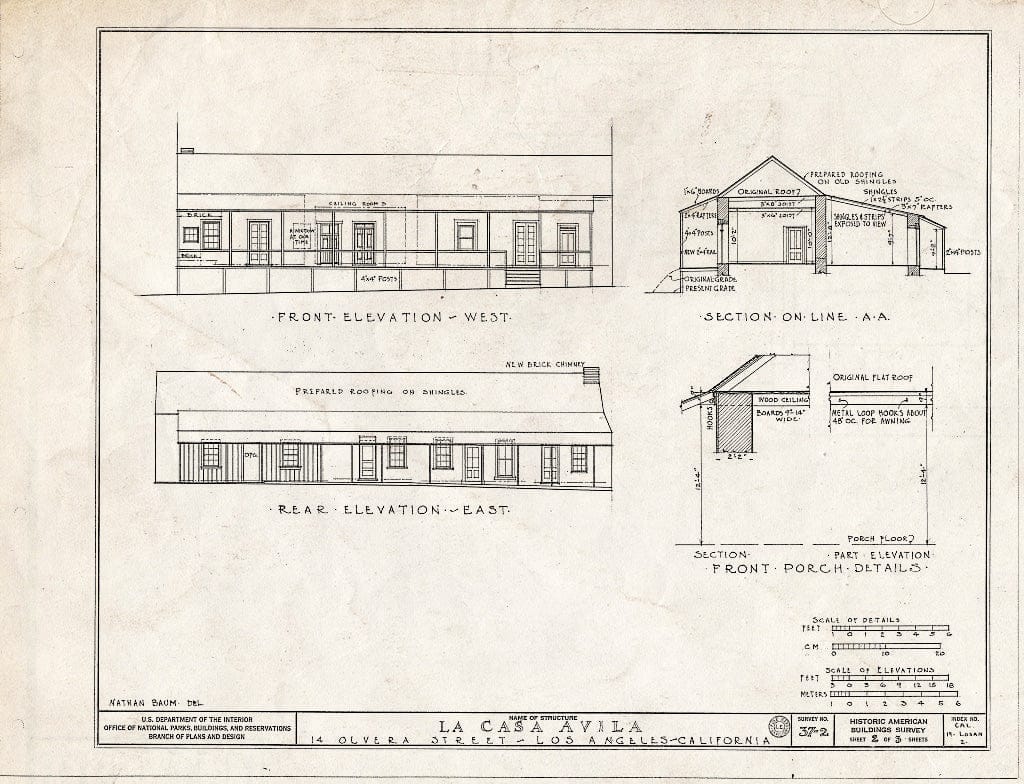 Blueprint HABS Cal,19-LOSAN,2- (Sheet 2 of 3) - Casa Avila, 14 Olvera Street, Los Angeles, Los Angeles County, CA