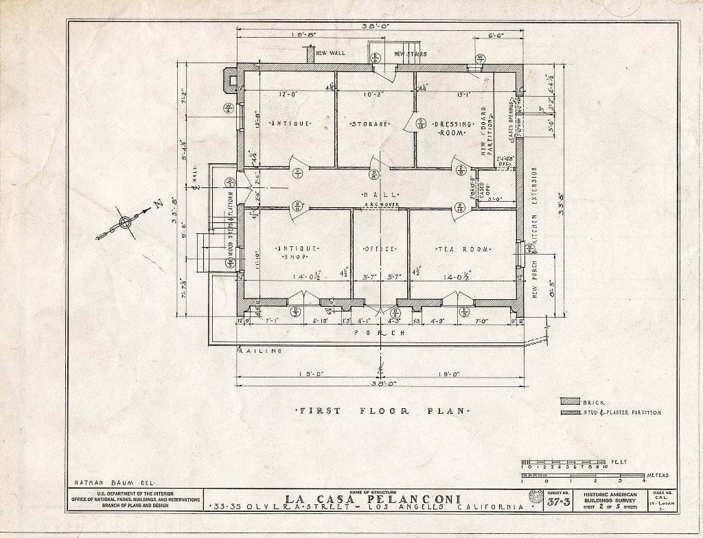 Blueprint HABS Cal,19-LOSAN,3- (Sheet 2 of 5) - Casa Pelanconi, 33-35 Olvera Street, Los Angeles, Los Angeles County, CA