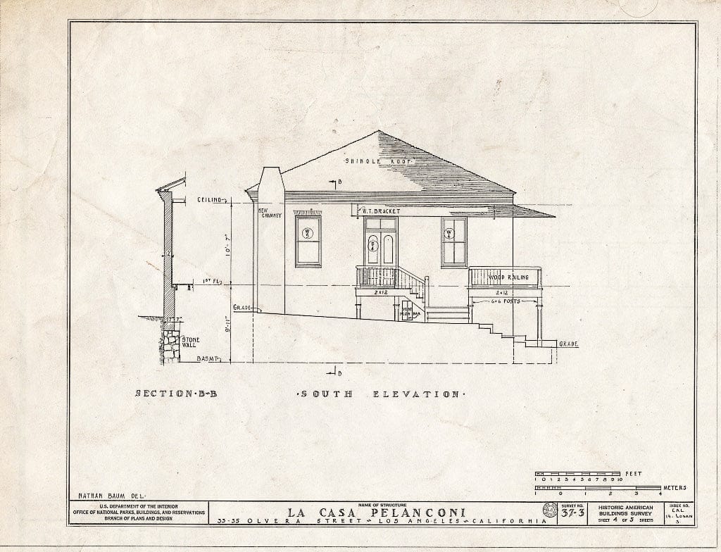 Blueprint HABS Cal,19-LOSAN,3- (Sheet 4 of 5) - Casa Pelanconi, 33-35 Olvera Street, Los Angeles, Los Angeles County, CA