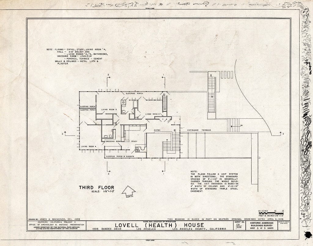 Blueprint HABS Cal,19-LOSAN,66- (Sheet 5 of 9) - Lovell (Health) House, 4616 Dundee Drive, Los Angeles, Los Angeles County, CA