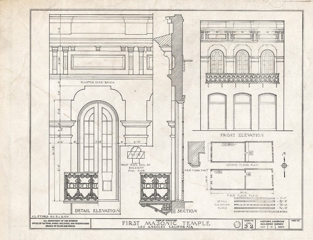 Blueprint HABS Cal,19-LOSAN,4- (Sheet 1 of 1) - Masonic Temple No. 42 F. & A. M, 416 1/2 North Main Street, Los Angeles, Los Angeles County, CA