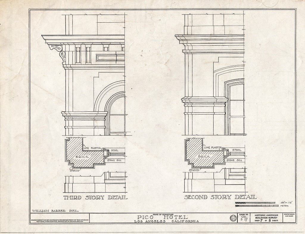 Blueprint HABS Cal,19-LOSAN,6- (Sheet 7 of 8) - Pico Hotel, 430 North Main Street, Los Angeles, Los Angeles County, CA