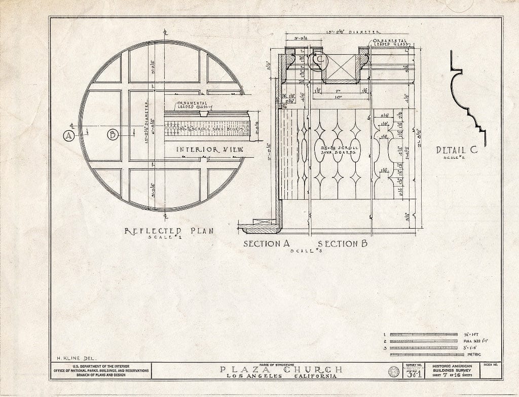 Blueprint HABS Cal,19-LOSAN,1- (Sheet 7 of 16) - Plaza Church, 535 North Main Street, Los Angeles, Los Angeles County, CA
