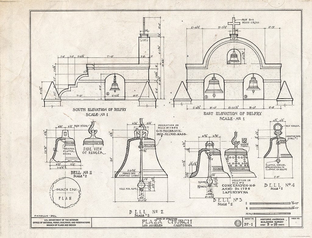 Blueprint HABS Cal,19-LOSAN,1- (Sheet 9 of 16) - Plaza Church, 535 North Main Street, Los Angeles, Los Angeles County, CA