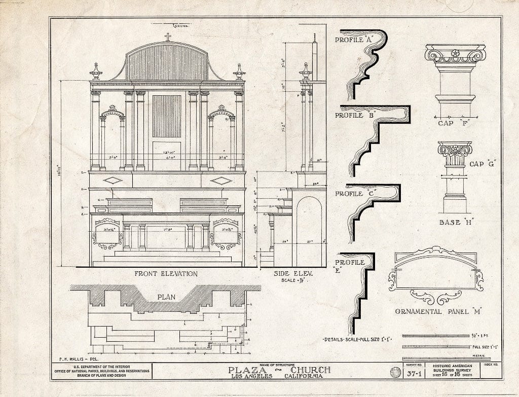 Blueprint HABS Cal,19-LOSAN,1- (Sheet 16 of 16) - Plaza Church, 535 North Main Street, Los Angeles, Los Angeles County, CA